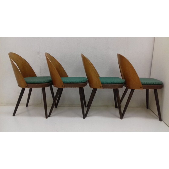 Image 1 of Set of 4 vintage wood and fabric dining chairs by Antonín Šuman, 1960s