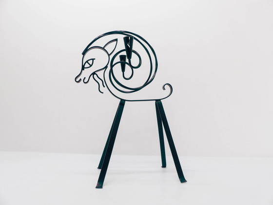 Image 1 of Vintage Scandinavian Iron Fawn Candlestick Ystad Metall 1960