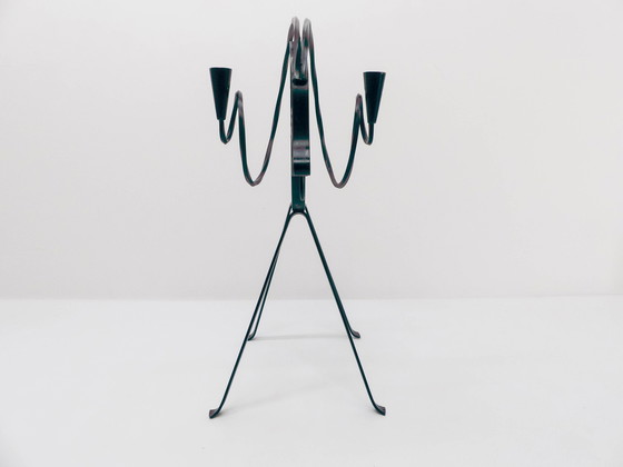Image 1 of Vintage Scandinavian Iron Fawn Candlestick Ystad Metall 1960