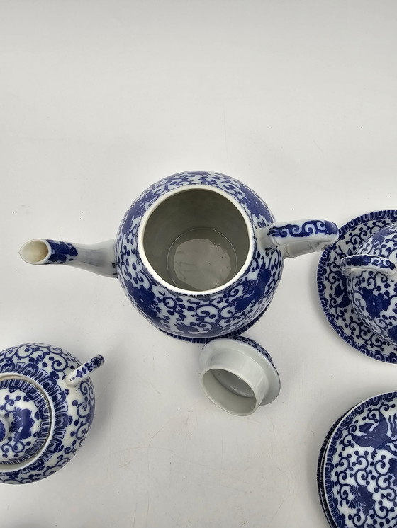 Image 1 of Fine Japanese Porcelain Tea Set - Model Phénix Bleu Et Blanc