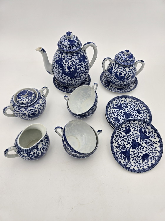 Image 1 of Fine Japanese Porcelain Tea Set - Model Phénix Bleu Et Blanc