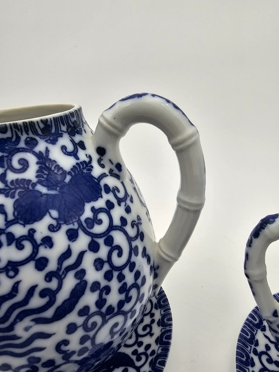 Image 1 of Fine Japanese Porcelain Tea Set - Model Phénix Bleu Et Blanc