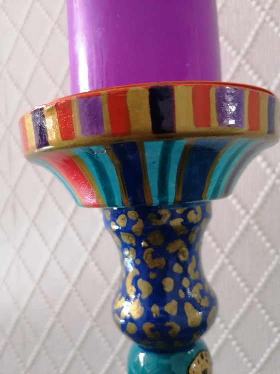 Image 1 of Hand-painted Candlestick, Artist Evalien Ritmeester