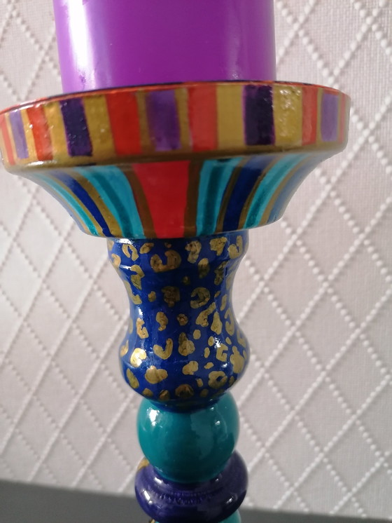 Image 1 of Hand-painted Candlestick, Artist Evalien Ritmeester