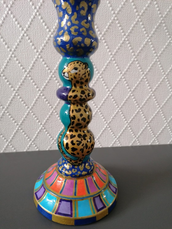 Image 1 of Hand-painted Candlestick, Artist Evalien Ritmeester