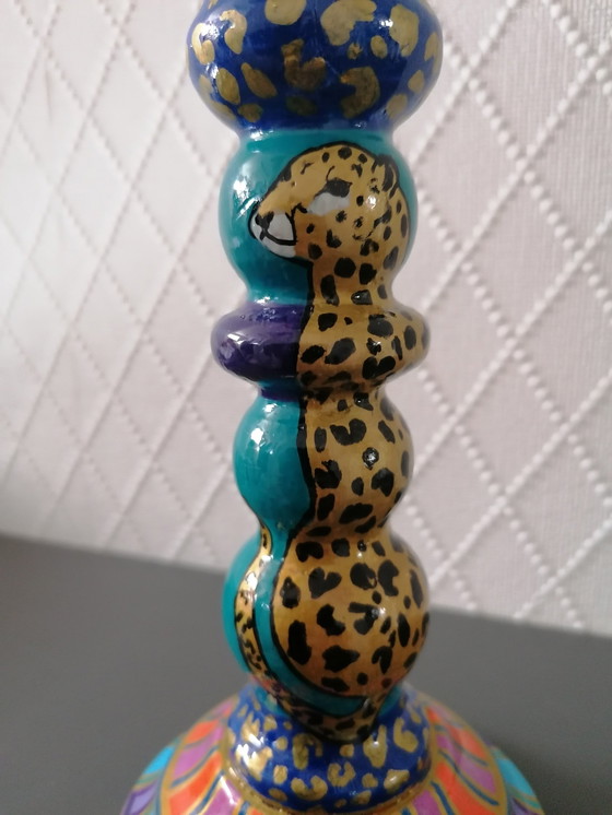 Image 1 of Hand-painted Candlestick, Artist Evalien Ritmeester