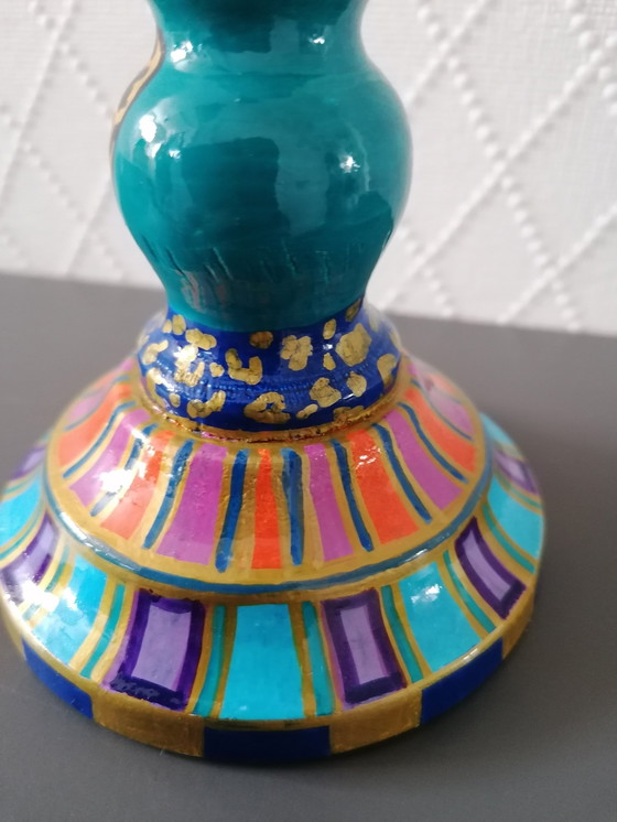 Image 1 of Hand-painted Candlestick, Artist Evalien Ritmeester