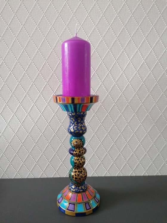 Image 1 of Hand-painted Candlestick, Artist Evalien Ritmeester