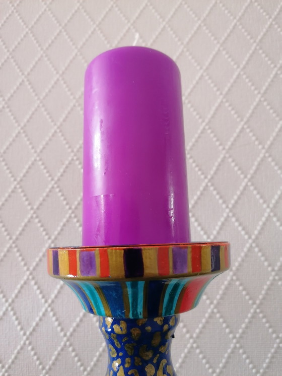 Image 1 of Hand-painted Candlestick, Artist Evalien Ritmeester