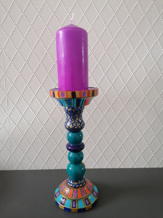 Image 1 of Hand-painted Candlestick, Artist Evalien Ritmeester