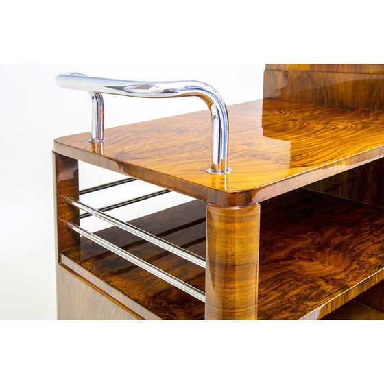 Image 1 of Vintage Art Deco trolley in walnut and chrome steel for Thonet, Austria 1930