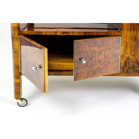 Image 1 of Vintage Art Deco trolley in walnut and chrome steel for Thonet, Austria 1930