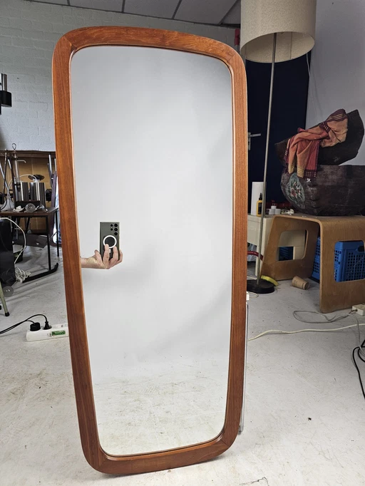 Teak Mirror Danish Organic Shape Minimalist