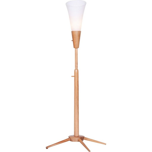 Vintage ash wood floor lamp for Úluv, Czechoslovakia 1960