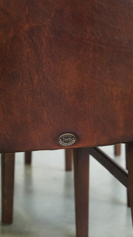 Image 1 of 6 X Dark Brown Sheepskin Leather Dining Chair