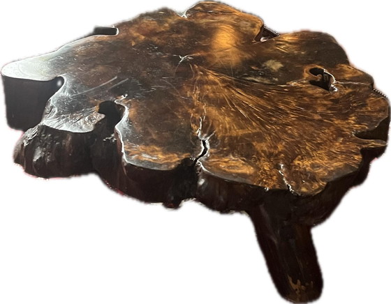 Image 1 of 1970s brutalist coffee table. Tree trunk