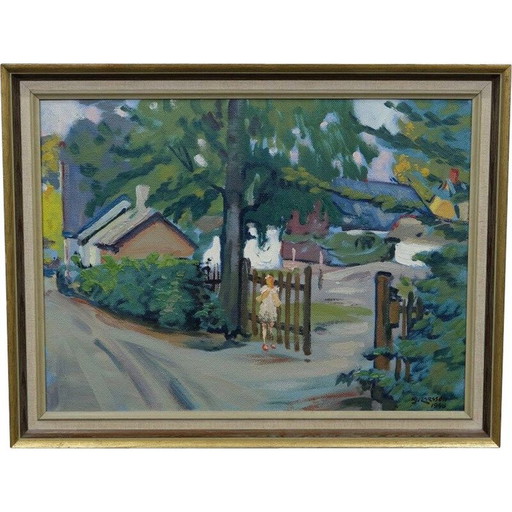 Cuadro antiguo de Hjamar Larsson, Suecia, 1946