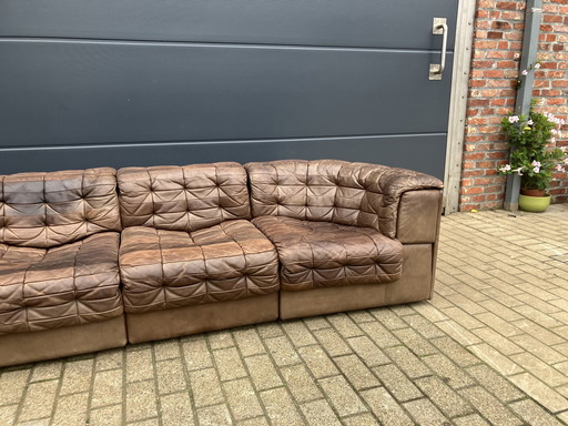 Beautiful De Sede Ds11, 7-Piece Set In Brown Patchwork Incl 2 Back Cushions