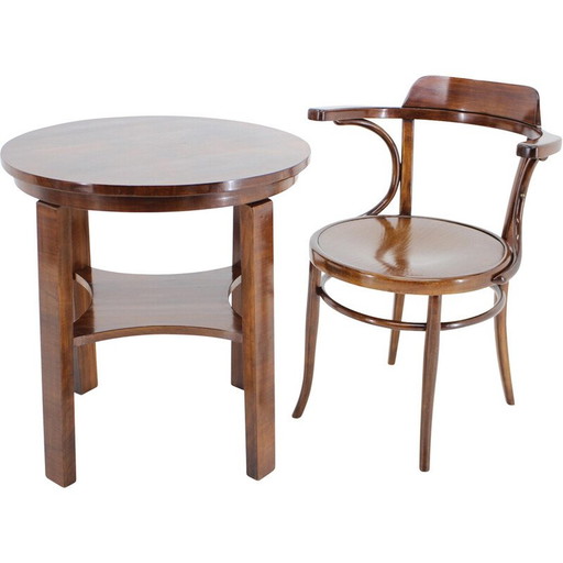 Vintage side table with chair Nr.704 for J&J Kohn, Czechoslovakia 1910s