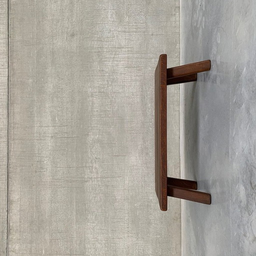 Vintage brutalist oak coffee table, Belgium 1970