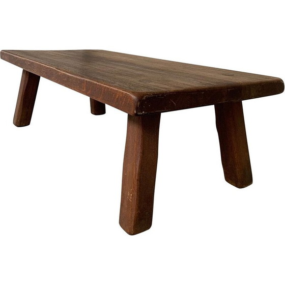 Image 1 of Vintage brutalist oak coffee table, Belgium 1970
