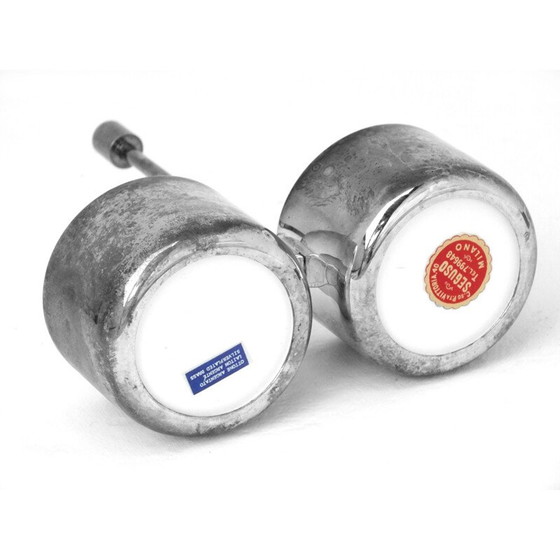 Image 1 of Set of vintage "you and me" silver plated shot glasses, 1930