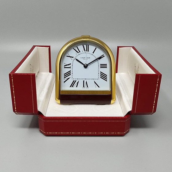 Image 1 of 1980s Gorgeous Cartier Romane Alarm Clock Pendulette. Made in Swiss