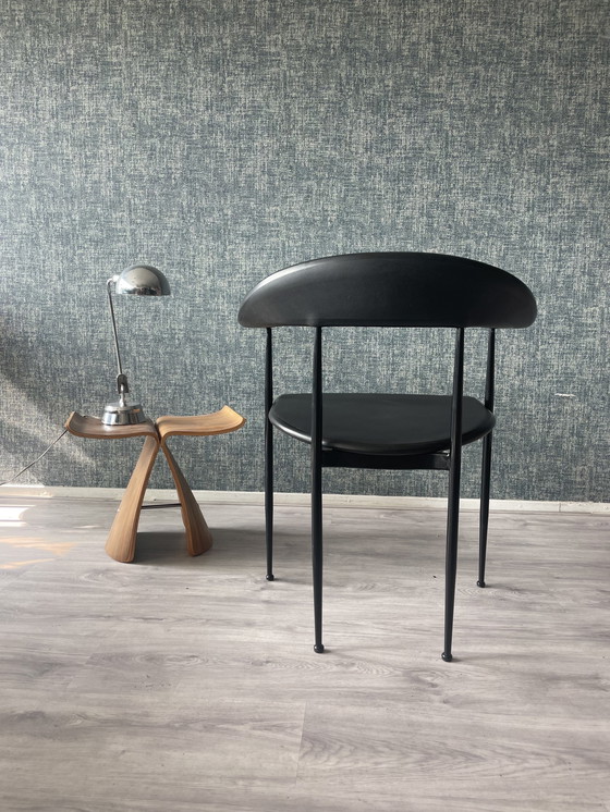 Image 1 of 4x All-Black P40 Armchair by Giancarlo Vegni for Fasem, ca80s