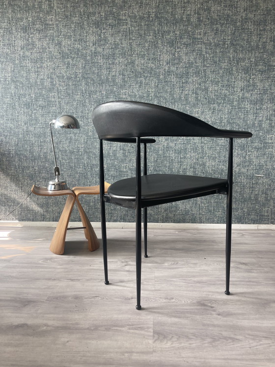 Image 1 of 4x All-Black P40 Armchair by Giancarlo Vegni for Fasem, ca80s