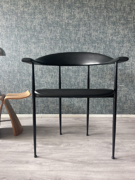 4x All-Black P40 Armchair by Giancarlo Vegni for Fasem, ca80s