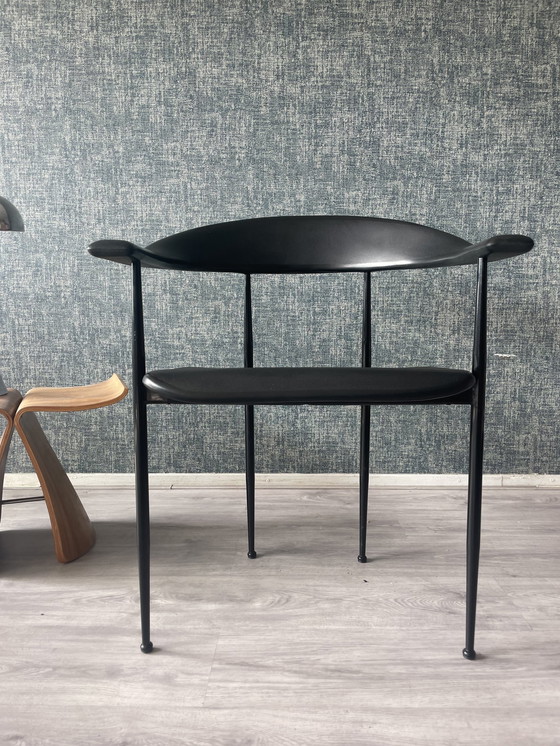 Image 1 of 4x All-Black P40 Armchair by Giancarlo Vegni for Fasem, ca80s