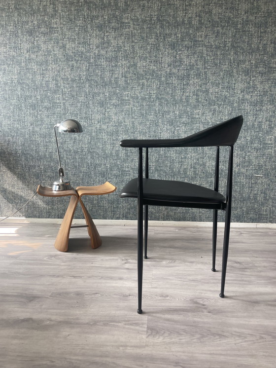 Image 1 of 4x All-Black P40 Armchair by Giancarlo Vegni for Fasem, ca80s