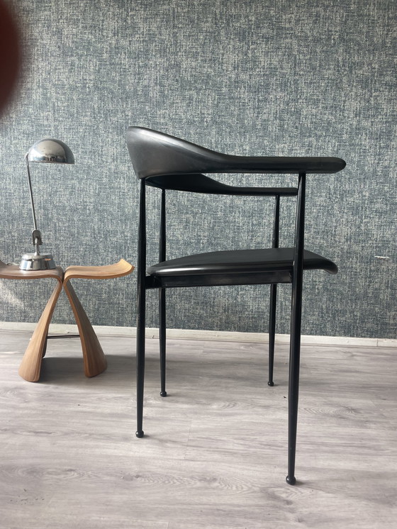 Image 1 of 4x All-Black P40 Armchair by Giancarlo Vegni for Fasem, ca80s