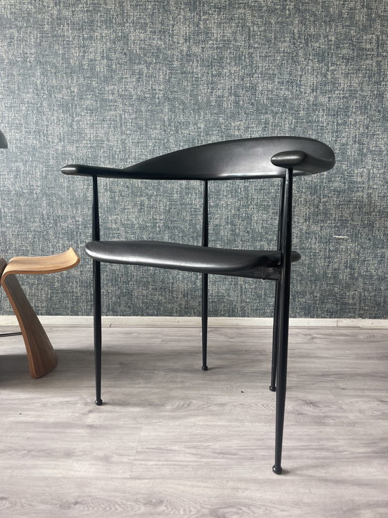 Image 1 of 4x All-Black P40 Armchair by Giancarlo Vegni for Fasem, ca80s