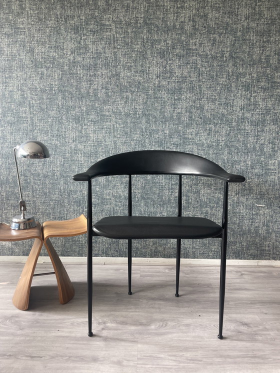 Image 1 of 4x All-Black P40 Armchair by Giancarlo Vegni for Fasem, ca80s