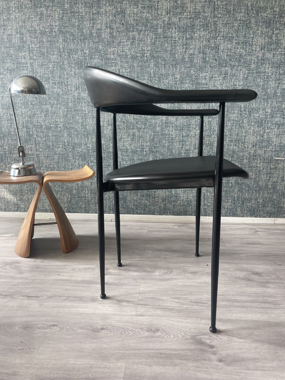 Image 1 of 4x All-Black P40 Armchair by Giancarlo Vegni for Fasem, ca80s