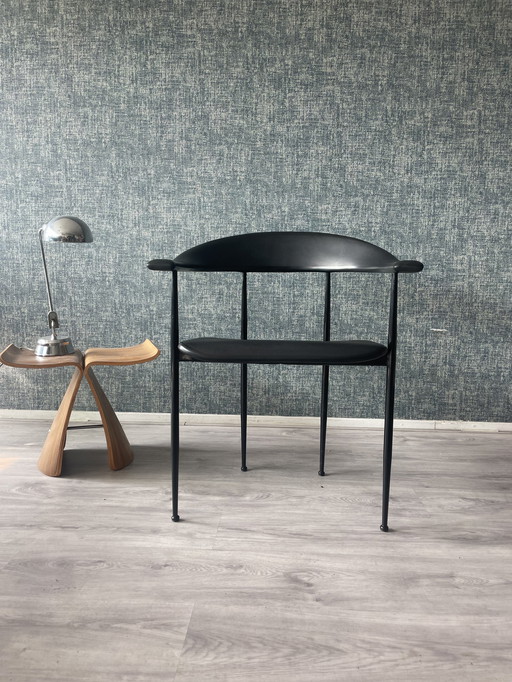 4x All-Black P40 Armchair by Giancarlo Vegni for Fasem, ca80s