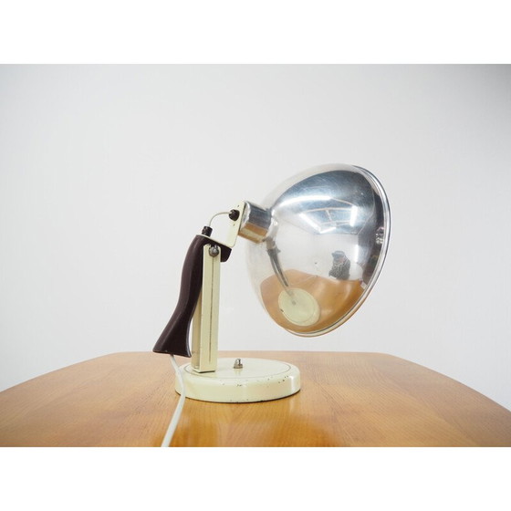 Image 1 of Lampada industriale vintage in cromo e legno, Cecoslovacchia 1960