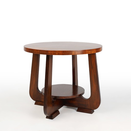 French Art Deco geometric side table with arched base, 1930s