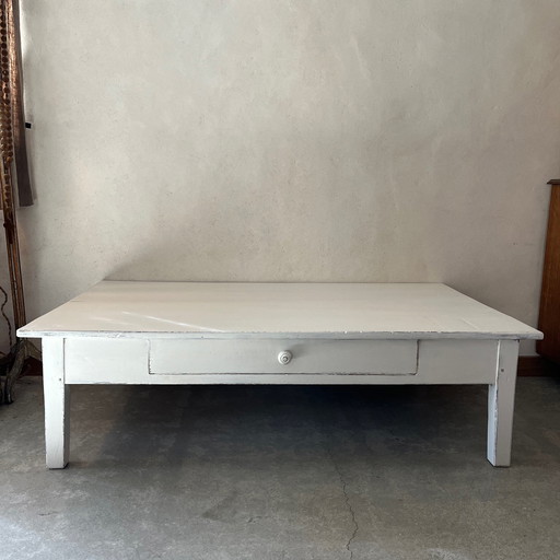 Wooden coffee table, white patina