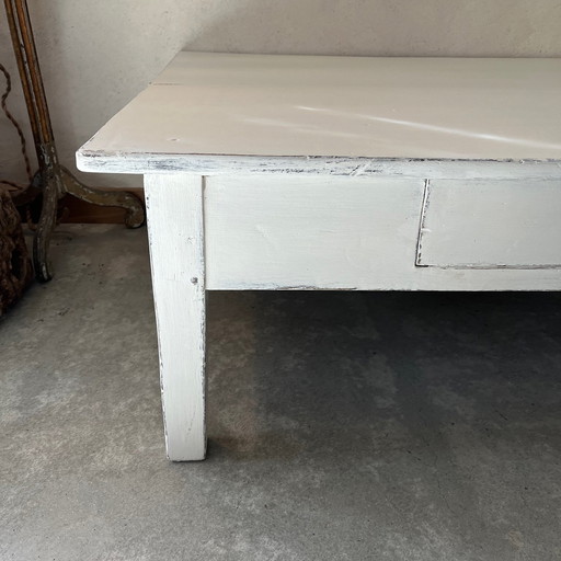 Wooden coffee table, white patina