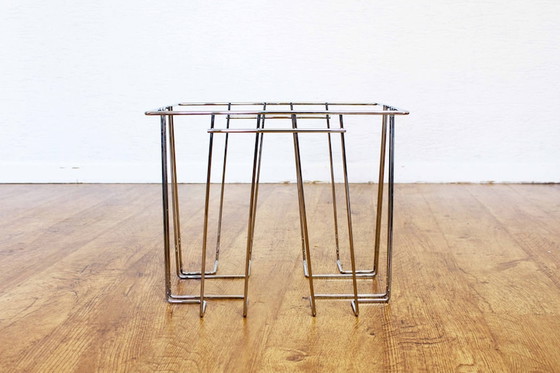 Image 1 of Chromed metal magazine holder 1980, TMP style magazine holder Willi Glaeser, Bauhaus design