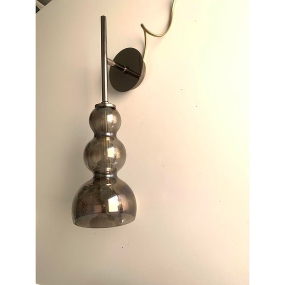 Image 1 of Set Of Two Contemporary Smoked In Black Nickel Wall Sconces