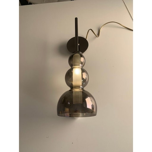 Set Of Two Contemporary Smoked In Black Nickel Wall Sconces