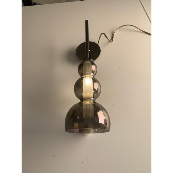 Image 1 of Set Of Two Contemporary Smoked In Black Nickel Wall Sconces