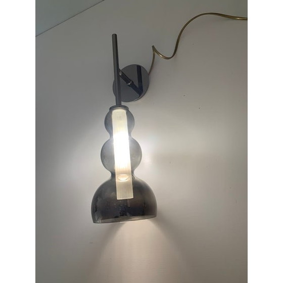 Image 1 of Set Of Two Contemporary Smoked In Black Nickel Wall Sconces