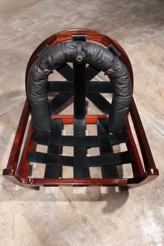 Image 1 of Luciano Frigerio "Rancero" leather lounge chair - 1970s Italian design