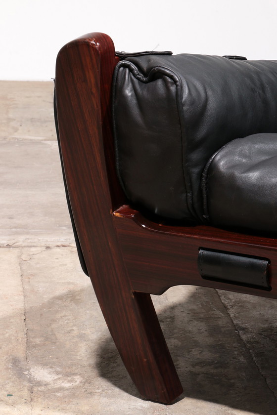 Image 1 of Luciano Frigerio "Rancero" leather lounge chair - 1970s Italian design