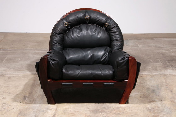 Image 1 of Luciano Frigerio "Rancero" leather lounge chair - 1970s Italian design