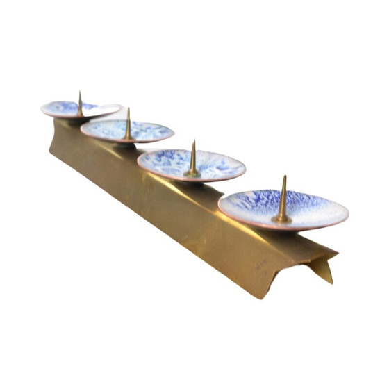 Image 1 of Vintage enameled brass candlestick for Expertic, Germany 1950